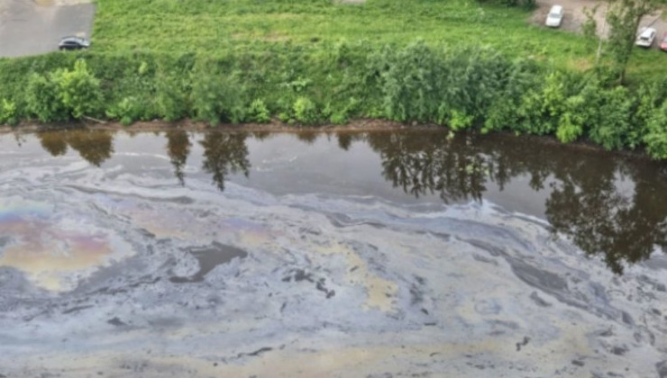 Из затонувшего понтона в Охту сочится нефть - «Экология России»